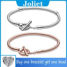 Pulseira de prata esterlina 100% genuína, bracelete de cobra com berloque original para mulheres, joias clássicas de alta qualidade 2024 - compre barato