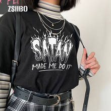 Letter Hip Hop Punk Satan Made Me Do It Goth Tees Harajuku Casual big Size Casual Fashion Women Short Sleeve Fun Devil T-Shirt 2024 - buy cheap