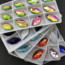 Costura de cristal de folha em strass, cores de todos os tamanhos, 9x20mm, 14x30mm, com 2 buracos, beleza para costura de pedra 2024 - compre barato