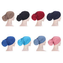 Solid Color Fashion Hijab Cap Women's Chemo Hats Muslim Stretch Turban Bonnet Hair Loss Headwear Beanie Hat Bandage Wrap Head 2024 - buy cheap