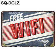 [SQ-DGLZ] Free WiFi Plaque Metal Sign Vintage Bar Decor Tin Sign Vintage Pub Bar Decor Metal Metalen Borden Poster Plate 2024 - buy cheap