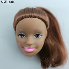 Plástico pelo marrón cabeza de muñeca piel obscura para 1/6 cabezas de muñeca BJD práctica de maquillaje accesorios de muñeca para 1:6 casa de muñecas DIY Toy Kids 2024 - compra barato