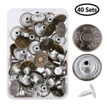 40 Sets 17mm Metal Iron Jeans Button Tack Press Buttons Studs Replacement Accessories Kit with Rivets and Plastic Storage Box 2024 - buy cheap
