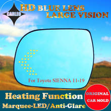 1 par de lentes de espelho retrovisor para toyota sienna 2011-19 vidro azul hd, visão grande, com aquecimento, luz led 2024 - compre barato