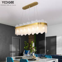 YOOGEE Modern Gold Chandelier LED Living room Rectangle Glass Indoor Lighting Matte White Led Chandeliers for Home Hang Lamp 2024 - buy cheap