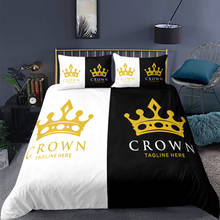 3d luxo coroa dourada conjuntos de cama cama dupla roupa para casa dos desenhos animados capa edredão 200x220 para adultos conjuntos 2024 - compre barato