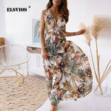 Vestido largo de encaje con escote en V para mujer, vestido Sexy con estampado Floral, Espalda descubierta, a la moda, bohemio, para fiesta en la playa 2024 - compra barato