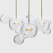 Luminária pendente moderna de vidro bolha, luz para bar, cozinha, sala de jantar, bola redonda, luminária de cozinha para iluminação doméstica 2024 - compre barato