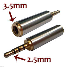 Adaptador de áudio estéreo para entrada de fone, plugue conversor dourado de 2.5mm macho para 3.5mm fêmea, 1 peça 2024 - compre barato