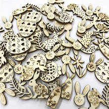 300PCS Laser Cut Wooden Happy Easter Rabbit Eggs Wooden Craft Decor Party DIY Handcraft Wood Chips Natural Hanging Ornaments 2024 - buy cheap