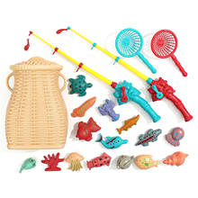 Juego de cestas de pesca para niños, juguetes de pesca magnéticos divertidos, juego de caña de pez de plástico, juguetes educativos de verano 2024 - compra barato