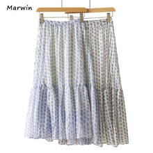 Женская юбка с принтом Marwin & Friend, эластичная двухцветная юбка А-силуэта, с цветочным принтом, весна-лето 2024 - купить недорого