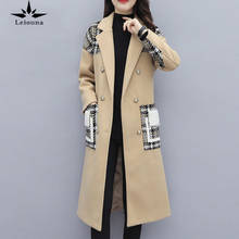 Leiouna casaco de lã feminino justo x-long, jaqueta quente para mulheres da moda 2020, sobretudo para outono e inverno 2024 - compre barato