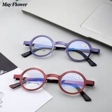 May Flower Small Metal Round Frame Reading Glasses Ladies Anti-Blue Presbyopic Eyewear Thin Farsighted Eyeglasses For Women +2.5 2024 - buy cheap