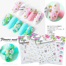 Embossed 3D Nail Stickers Blooming Flower Cute Type 3D Nail Art Stickers Manicure Nail Art Tips Decoration 2024 - buy cheap