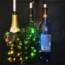 Guirnalda de cobre con forma de corcho para botella de vino, luces LED con energía Solar, guirnalda de alambre para Navidad brillante 2024 - compra barato