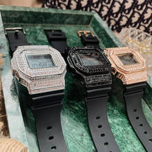 New Fashion Full Diamonds Men Square Watches for Women Sparkly Electronic Digital Watch 100% Real Waterproof Rubber Wristwatch 2024 - buy cheap