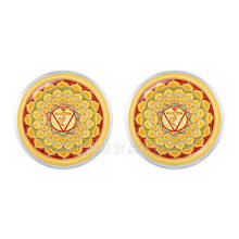 Buddhism OM Yoga Earrings Mandala Art Picture 12mm Glass Cabochon Stud Earrings For Women Girls Zen Fashion Jewelry Gift 2024 - buy cheap