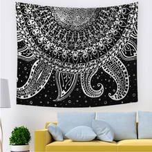 Tapiz de Mandala negro para colgar en la pared, tapiz de brujería, sol, luna, estrella, alfombra para dormitorio, manta de astrología, tapices ondulados 2024 - compra barato