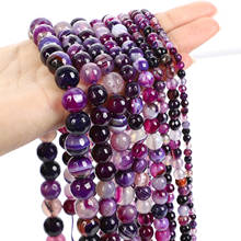 16"Strand Natural Stone Beads Faceted Purple Striped Agates Round Loose Spacer Beads For Jewelry Making Bracelet 4-12mm 2024 - buy cheap