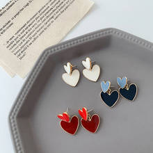 Vintage Double layer oil drop love Dangle Earrings For Women heart-shaped new temperament net red ear Jewelry 2024 - buy cheap