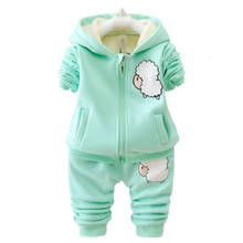 Autumn Winter Children Clothes Suit Baby Girls Cartoon Small Sheep Hooded Pants 2Pcs/set Toddler Casual Clothing Kids Tracksuits 2024 - buy cheap