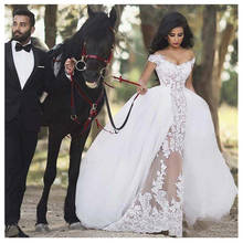 2021 Luxury African Wedding Dresses Ball Gown Appliques Detachable Train Classical Elegant Formal Bride Dress 2024 - buy cheap