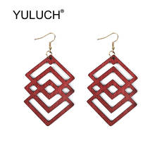 YULUCH-pendientes largos de madera hueca para mujer, joyería de moda, aretes étnicos indios africanos, colgantes para fiesta de boda 2024 - compra barato