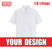 Yoadolescente camisa de manga curta masculina, camisa de algodão slim com gola bordada personalizada 2024 - compre barato