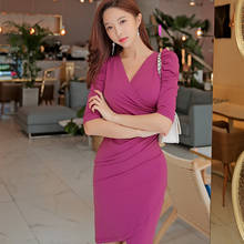 2020 Women Half Sleeve Midi Ruched Dress Ladies Runway Brand Designer Puff Sleeve Dress Plus Size Spring Winter Casual Dress 2024 - buy cheap