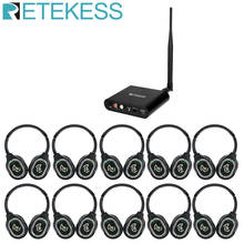 Беспроводной аудиопередатчик RETEKESS TA003 + 10 шт. беспроводной аудиоприемник TA004 для бесшумной дискотечной гарнитуры 2024 - купить недорого