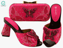 Zapatos de señora de diseño italiano de Color fucsia con bolsos a juego para fiesta de boda, zapatos de mujer y bolso para combinar con fiesta nigeriana 2024 - compra barato