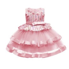 2021 Summer Sequin Bow Baby Girls Dress 2 Age Birthday Party Wedding Dress For Girl Palace Princess Evening Dresses Kid Clothes 2024 - buy cheap