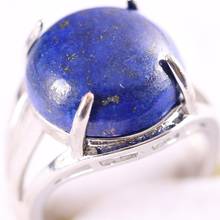 Anel de joalheria ajustável para mulheres, pedra natural, cabochão redondo, azul, lápis-conta, anel de dedo z205, 1 peça 2024 - compre barato
