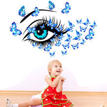 Blue beauty Eyes and butterflies Wall Sticker Living room bedroom decorations wallpaper Mural Removable PVC stickers art decals 2024 - buy cheap