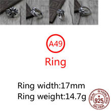 A49 925 sterling silver ring jewelry retro personality cross inlaid Hao stone shape punk fashion style couple shape gift hot 2024 - buy cheap