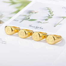 Круглый первоначального кольца для мужчин и женщин Старый английский шрифт панк кольца с буквами для женщин цвет золотистый кольцо из нержавеющей стали, подарок на Рождество, ювелирное изделие 2024 - купить недорого