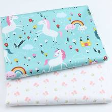 Unicorns Floral 100% Cotton Twill Fabric DIY Clothes Dress For Baby Child, Quilting Sewing Fat Quarters Tissue Fabric Needlework 2024 - buy cheap