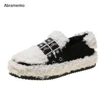 Winter Shoes Women Fur Flat Shoes Warm Comfortable Fashion Women's Flats Ladies Thick Bottom Winter Flats Black Shoes Size 35-40 2024 - buy cheap