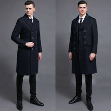 Plus Size Long Wool Coats Male 2020 Autumn Winter Woolen Coat Men Jacket Black Overcoat Double-Breasted Sobretudo KJ252 2024 - buy cheap