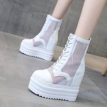 Women's Summer Boots Breathable Mesh High Heels Shoes For Women 2021 Summer Rubber Sole Women Ankle Boot Wedge Shoes 2024 - buy cheap