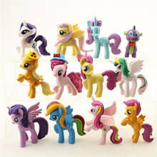 My little Pony-Conjunto de 12 unids/set, 6-7cm, PVC, caballo arcoíris, caballo pequeño, figuras de acción, muñecos para niña, regalos de cumpleaños y Navidad 2024 - compra barato