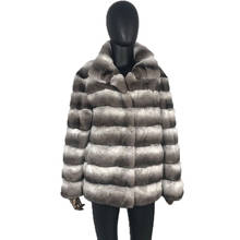 Jaqueta de pele estilo chinchila, casaco médio e longo com corte, moda estilosa e quente, 2020 2024 - compre barato