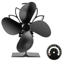 Ventilador negro de 4 aspas para chimenea o estufa, sistema de ventilación silencioso y respetuoso con el medio ambiente, con distribución eficiente del calor para el hogar 2024 - compra barato