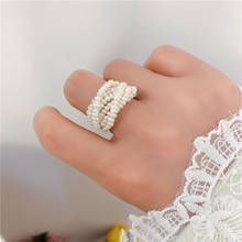 2021 модное многослойное складное кольцо с пресноводным жемчугом женское дизайнерское модное корейское богемное кольцо 2024 - купить недорого