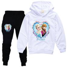 Disney-Conjunto de ropa de Frozen para niña, Sudadera con capucha y pantalón, chándal deportivo para primavera y otoño 2024 - compra barato