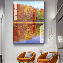 Landscape oil painting iceberg golden autumn fairy tale canvas painting office living room corridor home decoration mural 2024 - buy cheap