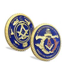 Masonic Freemasonry coins,2015 Newest Replica coins, Free shipping 3 pcs/lot ,40*3mm Iron with gold plated coin 2024 - buy cheap