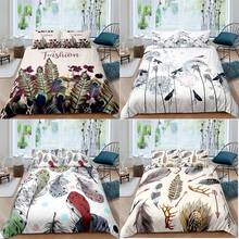 2/3Pcs Luxury White Bedding Set Adult Feather Duvet Cover Set Floral Printed Quilt Cover Set Home Textiles King Queen Size Cover 2024 - buy cheap