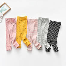 Leggings de algodão para meninas 2-6t, calças compridas casuais para crianças, listradas, amor, calças, justas, primavera, outono 2024 - compre barato